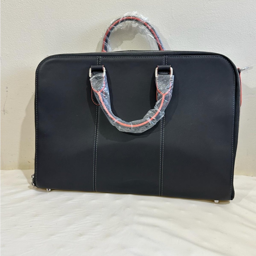 Platinum Classic Black Men's Briefcase with Red Accents